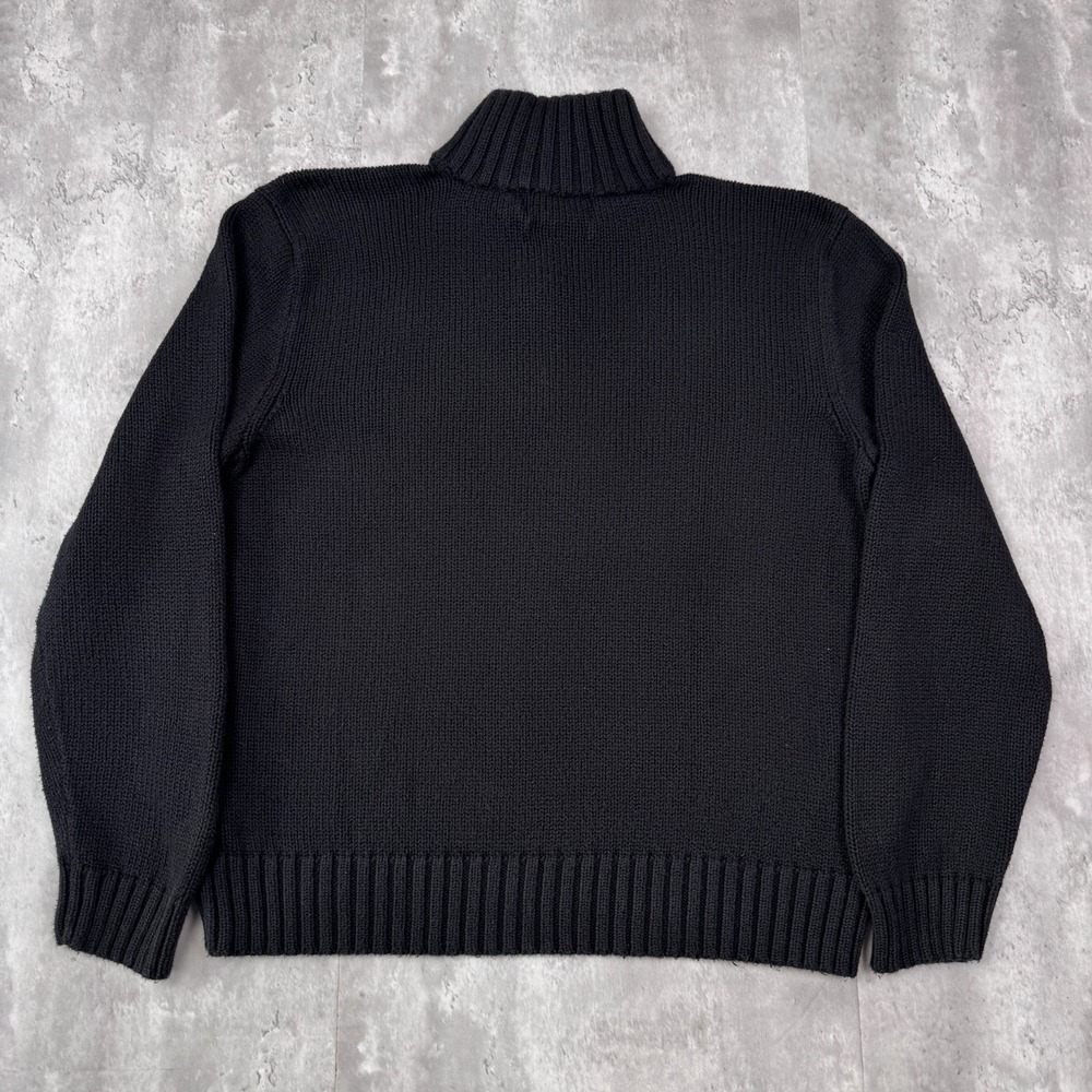 Polo Ralph Lauren Sweater Mens XL Black Cotton 1/4 Zip Mock Neck Knit Pullover - Picture 4 of 7